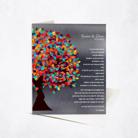 Colorful Spring Tree Love Poem, Wedding Vows, or Song Lyrics 10th anniversary Stationery Card-1291