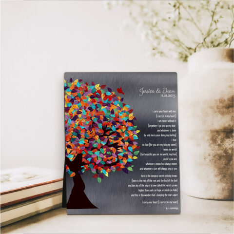 Spring Tree 10th anniversary Tin Desktop Plaque Gift for couple D-1291