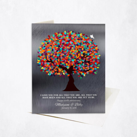 Colorful Sentimental Wife Appreciation Tree Quote 10th anniversary Stationery Card-1294