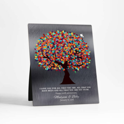 Spring Tree 10th anniversary Tin Desktop Plaque Gift for couple D-1294