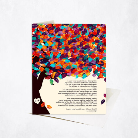 Colorful Wife Tree Poem Closeup Leaves 10th anniversary Stationery Card-1295