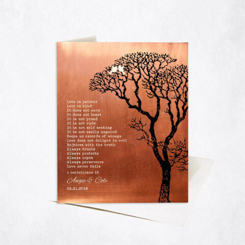 Bare Tree Husband and Wife Appreciation Scripture Corinthians 7th anniversary Stationery Card-1296