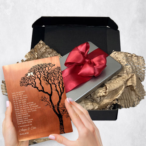 7th anniversary Gift Delivery for couple, husband or wife Bare Tree Copper  Plaque TOY-1296