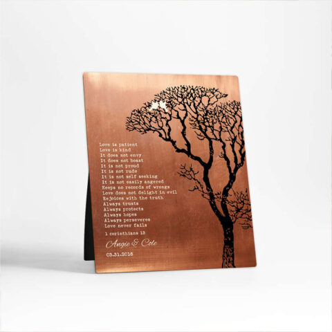 Bare Tree 7th anniversary Copper Desktop Plaque Gift for couple D-1296