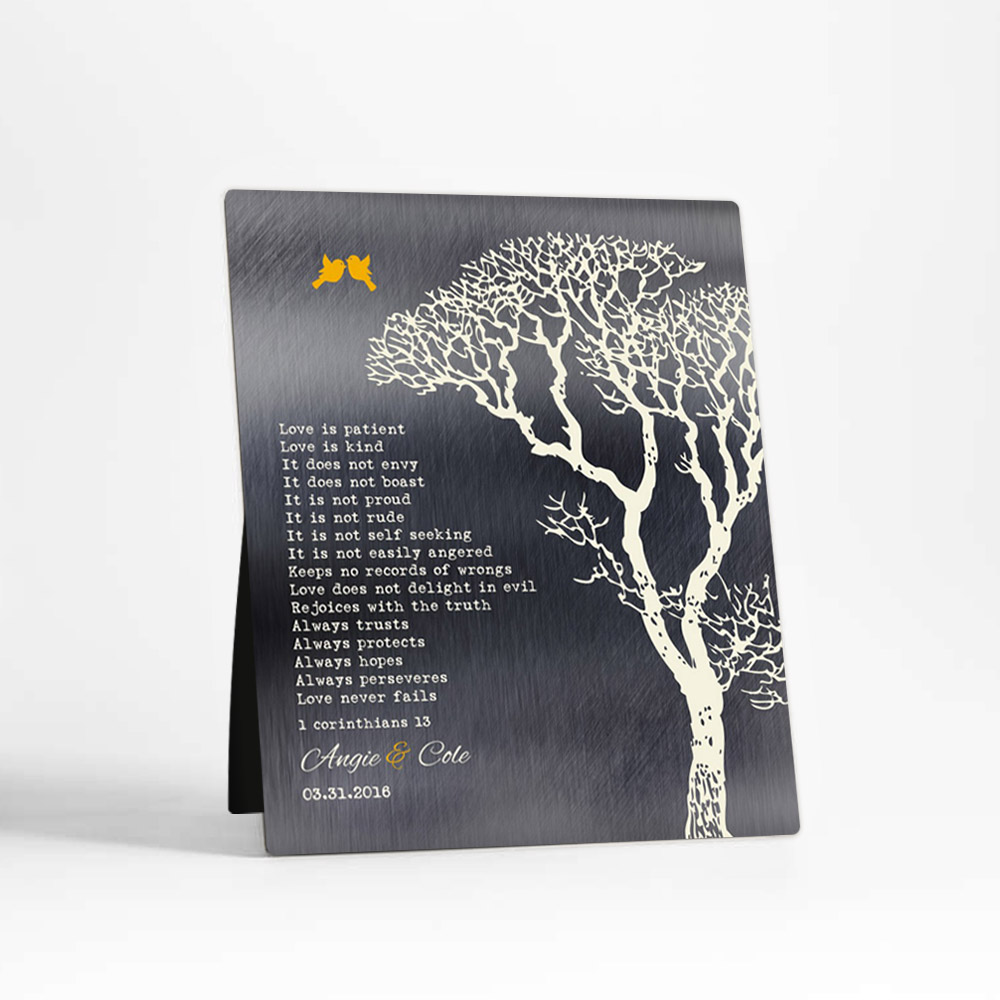 Single image of Bare Tree 10th anniversary Tin Desktop Plaque