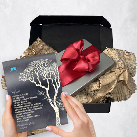 10th anniversary Gift Delivery for couple, husband or wife Bare Tree Tin  Plaque TOY-1298