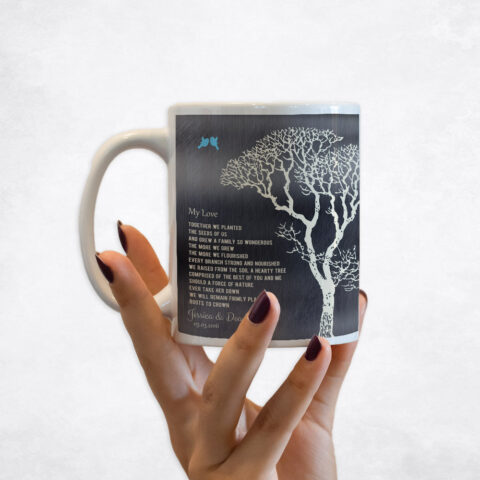 Bare Winter Tree White Tin 10th anniversary Coffee Mug M-1298