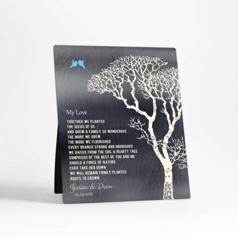 Bare Tree 10th anniversary Tin Desktop Plaque Gift for couple D-1298