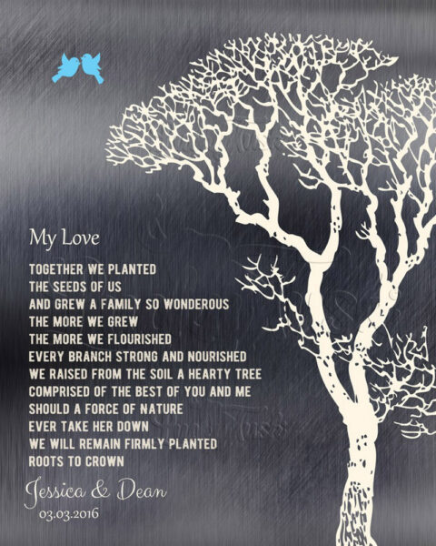 My Love Poem Personalized Tin 10 Year Wedding Anniversary Shiny Tin Bare Trees Winter #1298