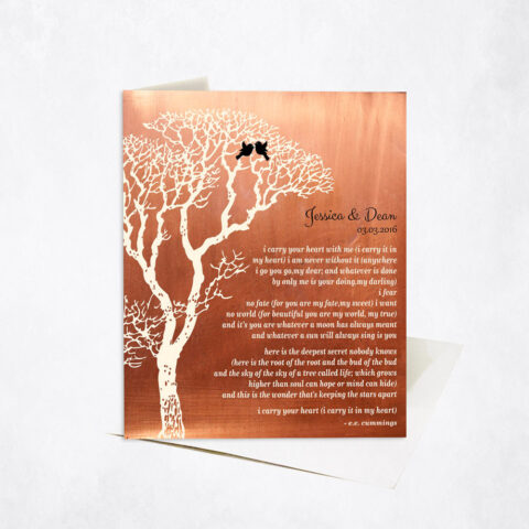 Bare Tree Love Poem for Husband and Wife 7th anniversary Stationery Card-1300