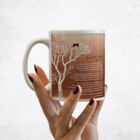 Bare Winter Tree White Copper 7th anniversary Coffee Mug M-1300