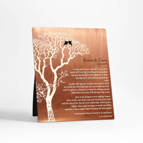 Bare Tree 7th anniversary Copper Desktop Plaque Gift for couple D-1300