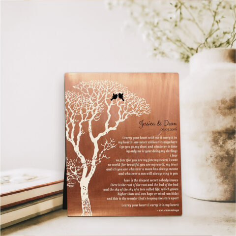 Bare Tree 7th anniversary Copper Desktop Plaque Gift for couple D-1300