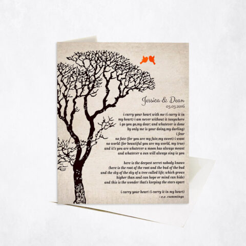 Dark Tree Love Poem for Husband and Wife 10th anniversary Stationery Card-1301