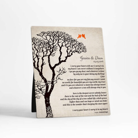 Bare Tree 10th anniversary  Desktop Plaque Gift for couple D-1301