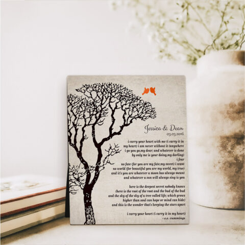 Bare Tree 10th anniversary  Desktop Plaque Gift for couple D-1301