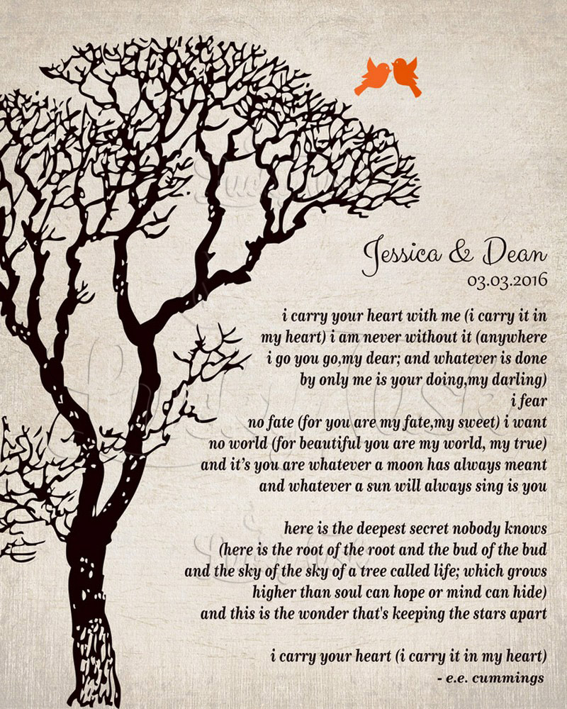 Dark Tree Love Poem for Husband and Wife Distressed Canvas 10th anniversary Wall Plaque LTC-1301