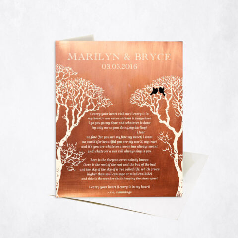 Two Trees Love Poem for Husband and Wife 7th anniversary Stationery Card-1302