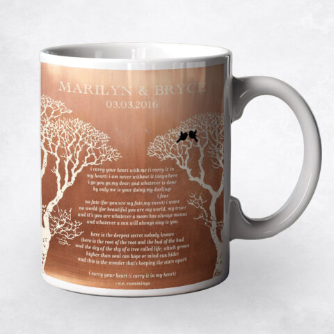 Two White Bare Trees Copper 7th anniversary Coffee Mug M-1302