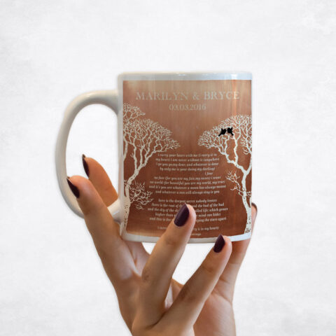 Two White Bare Trees Copper 7th anniversary Coffee Mug M-1302