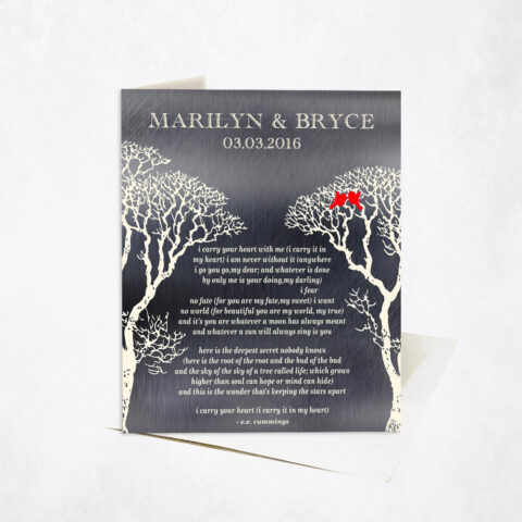 Two Trees Love Poem for Husband and Wife 10th anniversary Stationery Card-1303