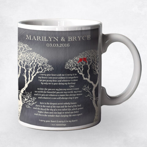 Two White Bare Trees Tin 10th anniversary Coffee Mug M-1303