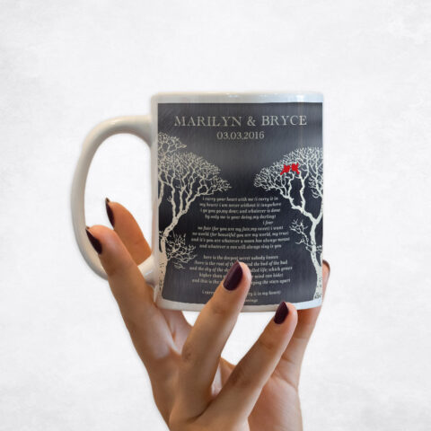 Two White Bare Trees Tin 10th anniversary Coffee Mug M-1303