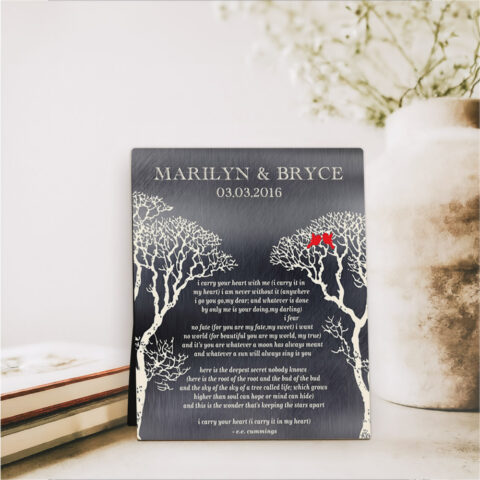 Two Trees 10th anniversary Tin Desktop Plaque Gift for couple D-1303