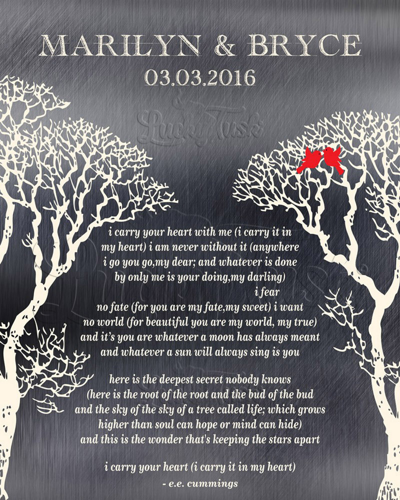 Two Trees Love Poem for Husband and Wife on Tin 10th anniversary Wall Plaque LTC-1303