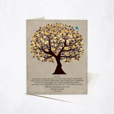 Golden Olive Son Graduation Tree Poem graduation Stationery Card-1308