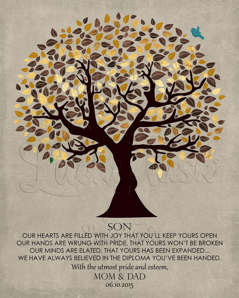 Golden Olive Son Graduation Tree Poem on Stone graduation Wall Plaque LTC-1308