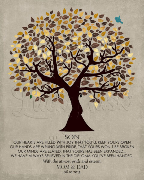 Personalized Gift For Graduation Day Our Hearts Are Filled With Joy Tree Gift For Son #1308