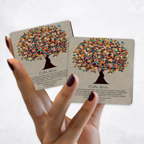 graduation Colorful Late Spring Tree on Stone Magnet Set MAG-1309