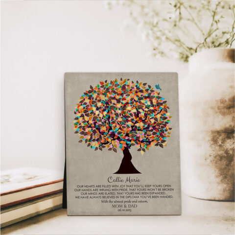 Colorful Tree graduation  Desktop Plaque Gift for daughter D-1309