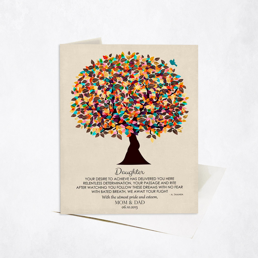 Picture of Colorful Graduation Tree From Parents Poem graduation Stationery Card C-1310