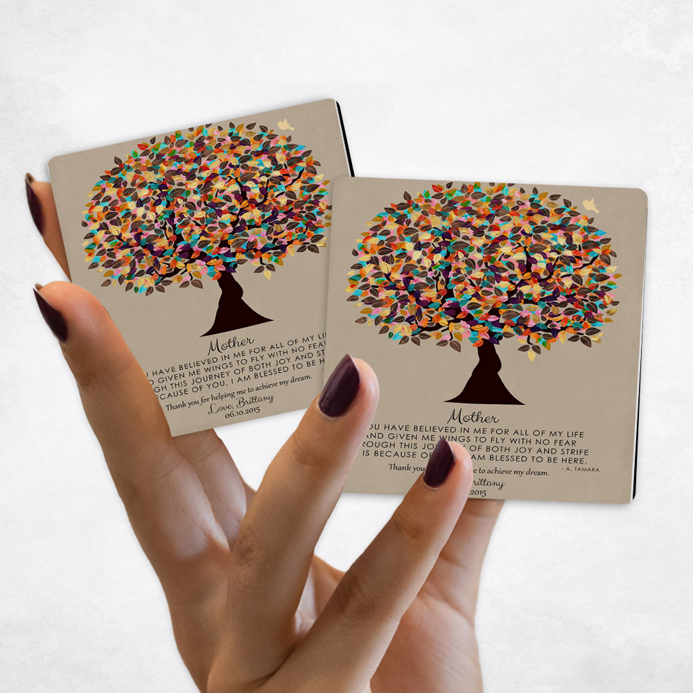 Close up picture of Mother's Day Colorful Late Spring Tree on Stone Magnet Set MAG-1311