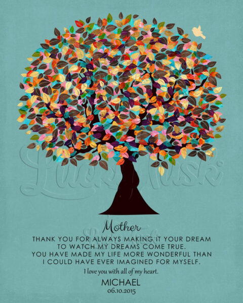 Poem For Mother From Son Personalized Gift For Mothers Day Watercolor Tree Gift #1312