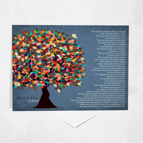 Colorful Thank You Parents Tree Poem wedding Stationery Card-1313