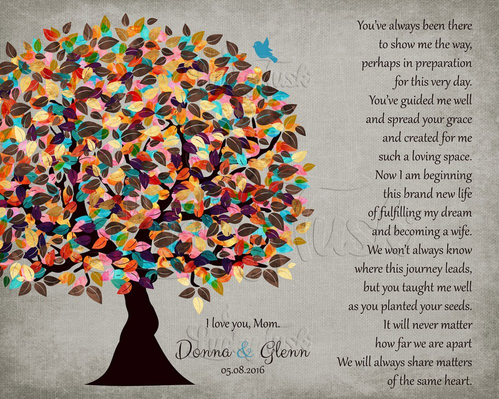 Colorful Farewell to Parents Tree Poem Distressed Linen graduation Wall Plaque LTC-1315