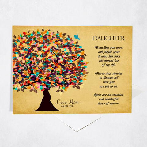 Colorful Daughter Graduation Tree Quote From Mother Graduation Stationery Card-1316