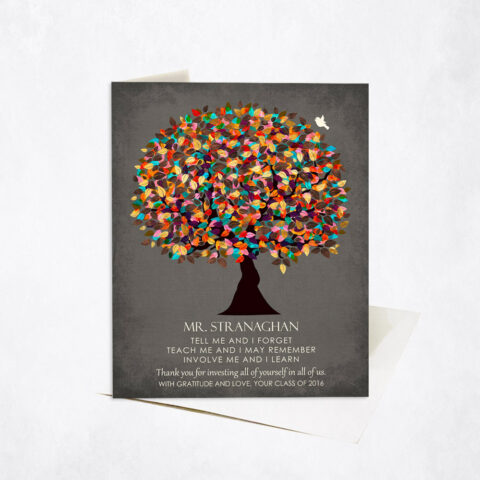 Colorful Educator Gratitude Tree Quote Tell Me I Forget teacher appreciation Stationery Card-1318