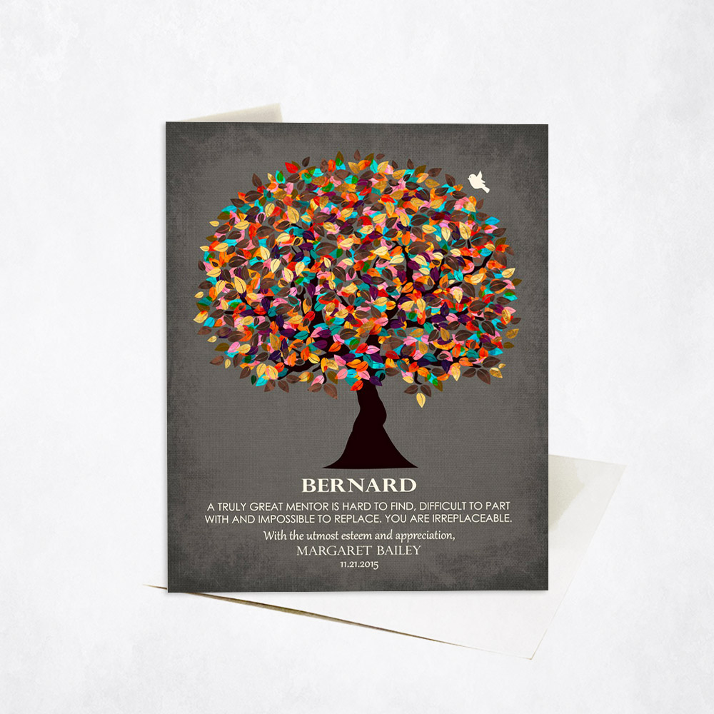 Picture of Colorful Great Mentor Appreciation Tree Quote leader appreciation Stationery Card C-1320