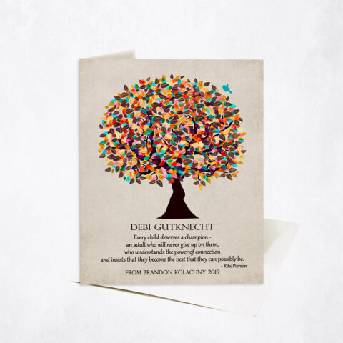 Colorful Educator Gratitude Tree Quote by Rita Pierson teacher appreciation Stationery Card-1321