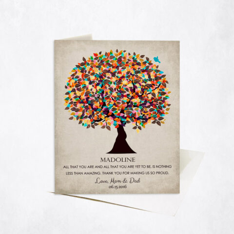 Colorful Tree Encouragement Quote for Son or Daughter graduation Stationery Card C-1322