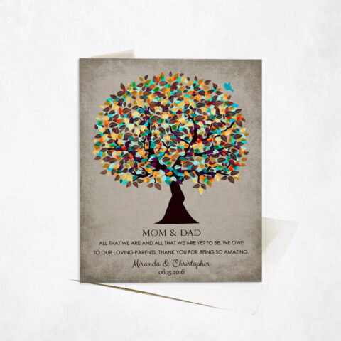 Autumn Tree Quote Gratitude for Parents family appreciation Stationery Card-1323