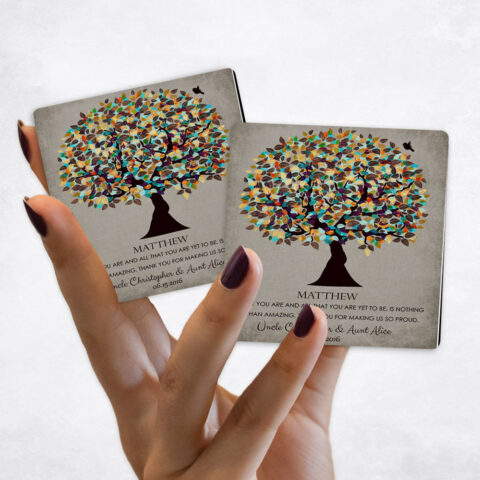 graduation Colorful Autumn Tree Distressed Linen Magnet Set MAG-1324