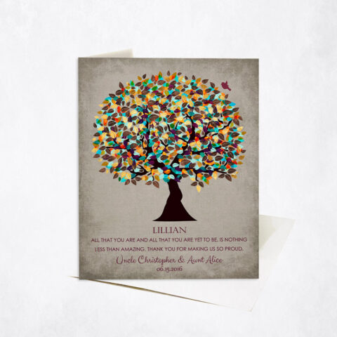 Autumn Tree Proud of You Niece Encouragement Quote graduation Stationery Card-1325