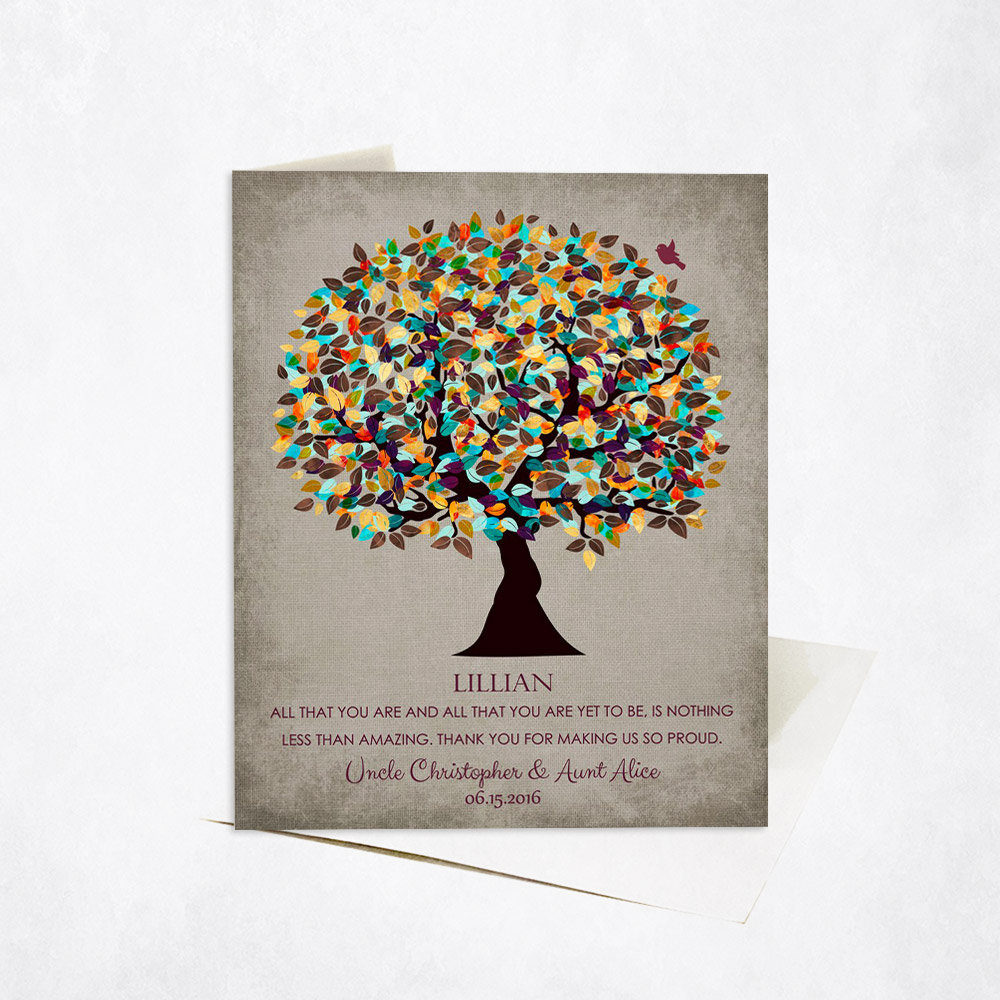 Picture of Autumn Tree Proud of You Niece Encouragement Quote graduation Stationery Card C-1325