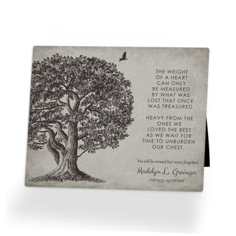 Oak Tree Condolence Gift  Desktop Plaque Gift for bereaved family D-1328