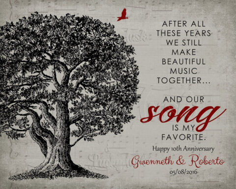 Our Song Is My Favorite Personalized Sheet Music Oak Tree Gift For 10 Year Anniversary #1330